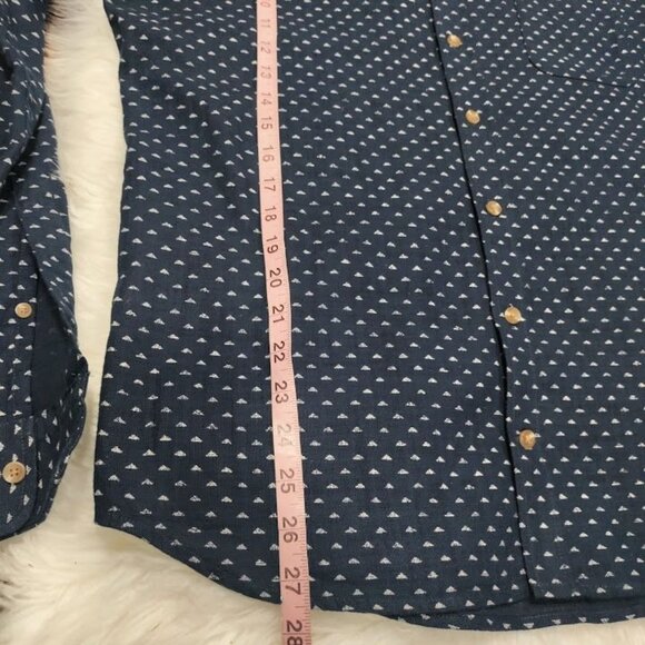Taylor Stitch Men's Long Sleeve Printed Navy Button-Front Shirt Size 40 - Picture 7 of 8